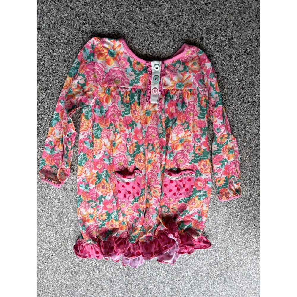 Matilda‎ Jane Always Dreaming Girls Floral Ruffle Nightgown Pink Orange Size 8